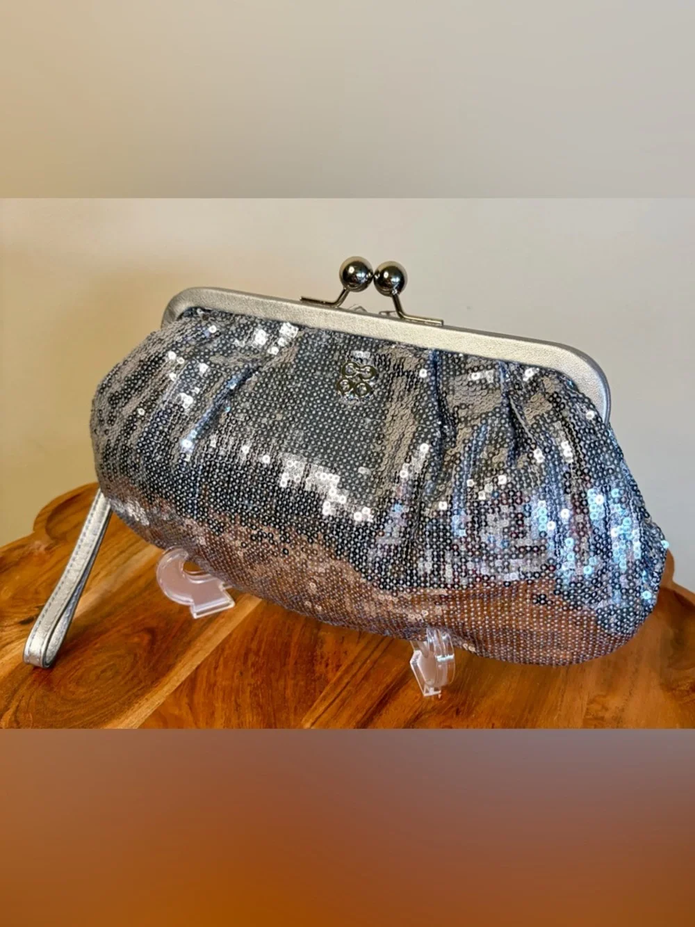 Coach Julia Silver Sequin Kiss-lock Clutch Limited Edition 44475